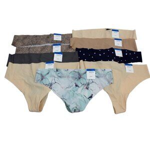 Alfani Lot of 9 Thong Panties Underwear Womens XL Gray Leopard Beige Blue Nude